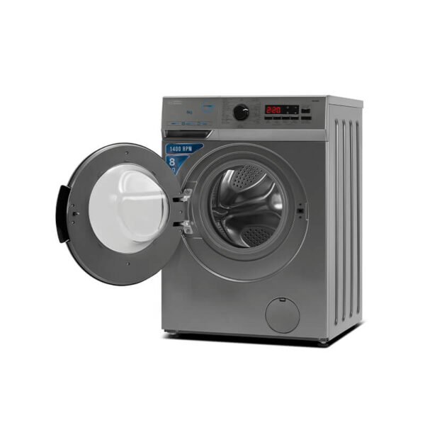 جنرال سوبريم غسالة اوتوماتيك تعبئه امامية 8 كيلو، 15 برنامج, فضي, GSFLN80