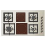 سطح 90سم 4 عين غاز شبك منفصل هيفي ديوتي + 2 عين كهرباء سيراميك